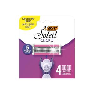 imageBIC Click 5 Soleil Womens Disposable Razor Refills 5 Blades With a Moisture Strip For a Smoother Shave 4 Cartridges Refill Only