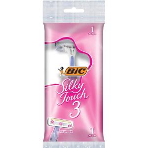 imageBIC Silky Touch 3 Womens Disposable Razors With 3 Blades Pretty Pastel Razor Handles 1 Count Value Pack of Shaving Razors