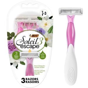 imageBIC Soleil Escape Womens Disposable Razors 3 Blades for a Comfortable Shave Pack of Rose and Magnolia Scented Handle Shaving Razors for Women 3 Count