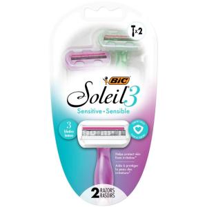 imageBIC Soleil Sensitive Womens Disposable Razors 3 Blades With Moisture Strip For a Silky Smooth Shave 3 Piece Razor Set