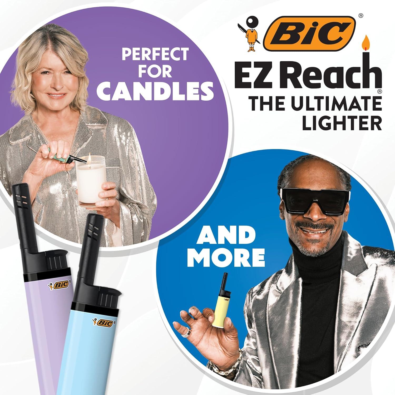 imageBIC EZ Reach Candle Lighter The Ultimate Lighter with Extended Wand for Grills and Firepits 145inch Pastel Series 6 Count Pack Assortment of Colors May Vary