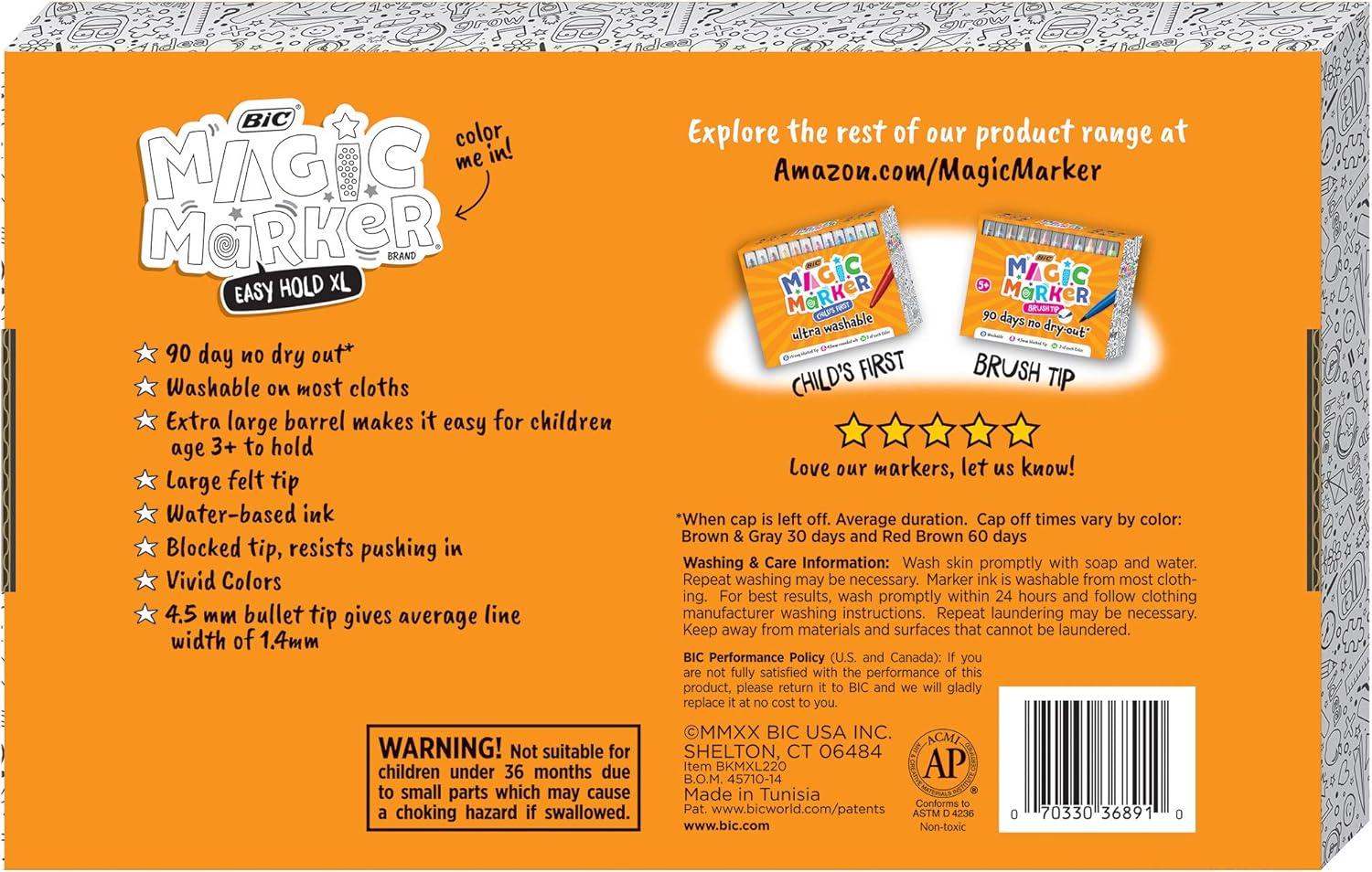 imageBIC Easy Hold XL Magic Marker Assorted Colors 48Count220 Count