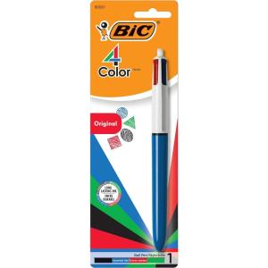 imageBIC 4Color Original Retractable Ball Pens Medium Point 10mm 1Count Pack Retractable Ball Pen With LongLasting Ink Pen barrel color may vary1 Count Pack of 1