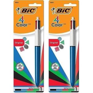 imageBIC 4Color Original Retractable Ball Pens Medium Point 10mm 1Count Pack Retractable Ball Pen With LongLasting Ink Pen barrel color may vary1 Count Pack of 2