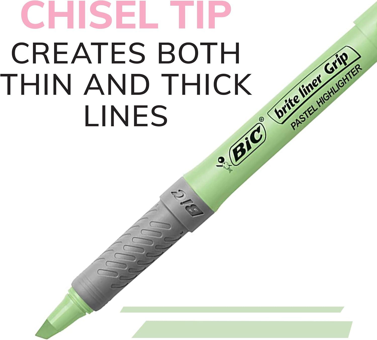 imageBIC Brite Liner Grip Pastel Highlighter Set GBLD36EAST Chisel Tip 36Count Pack of Pastel Highlighters in Assorted Colors Cute Highlighters for Bullet Journaling Note Taking and More6 Count Pack of 6