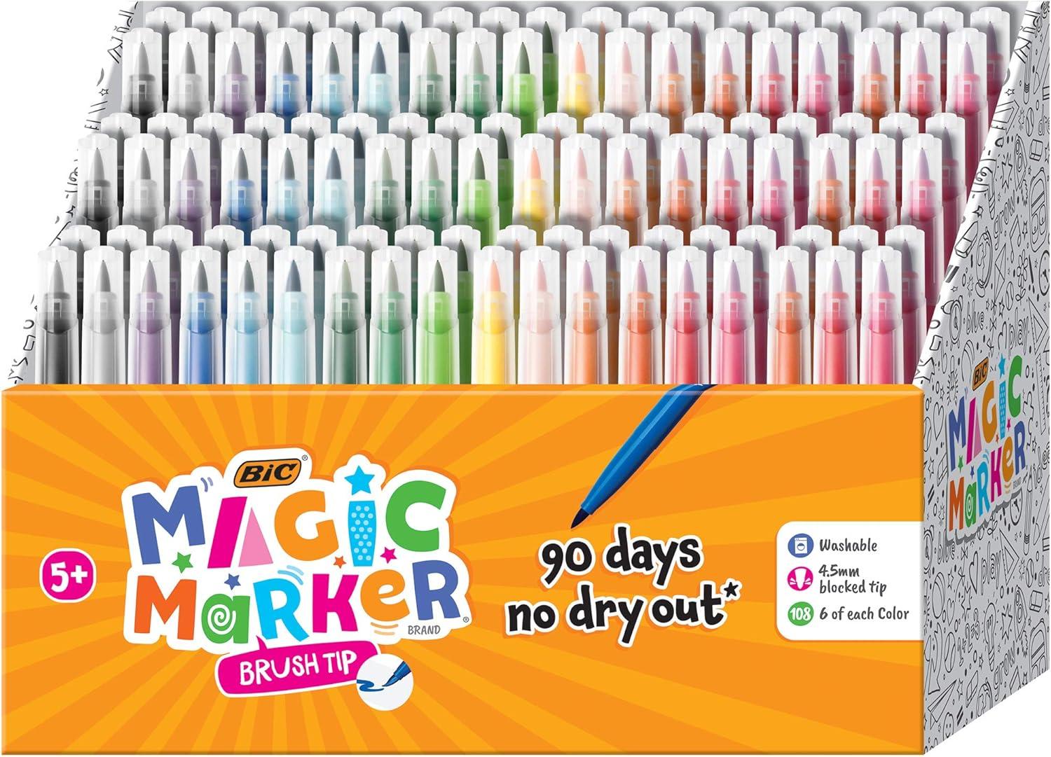 imageBIC Magic Marker Brush Tip Assorted Colors 108CountBrush Tip