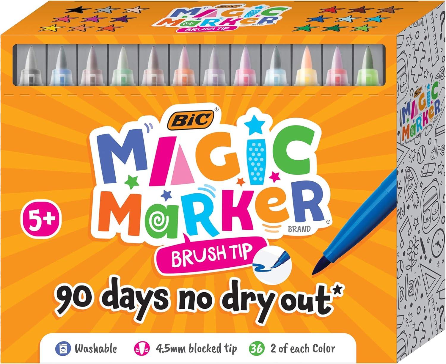 imageBIC Magic Marker Brush Tip Assorted Colors 108CountBrush Tip