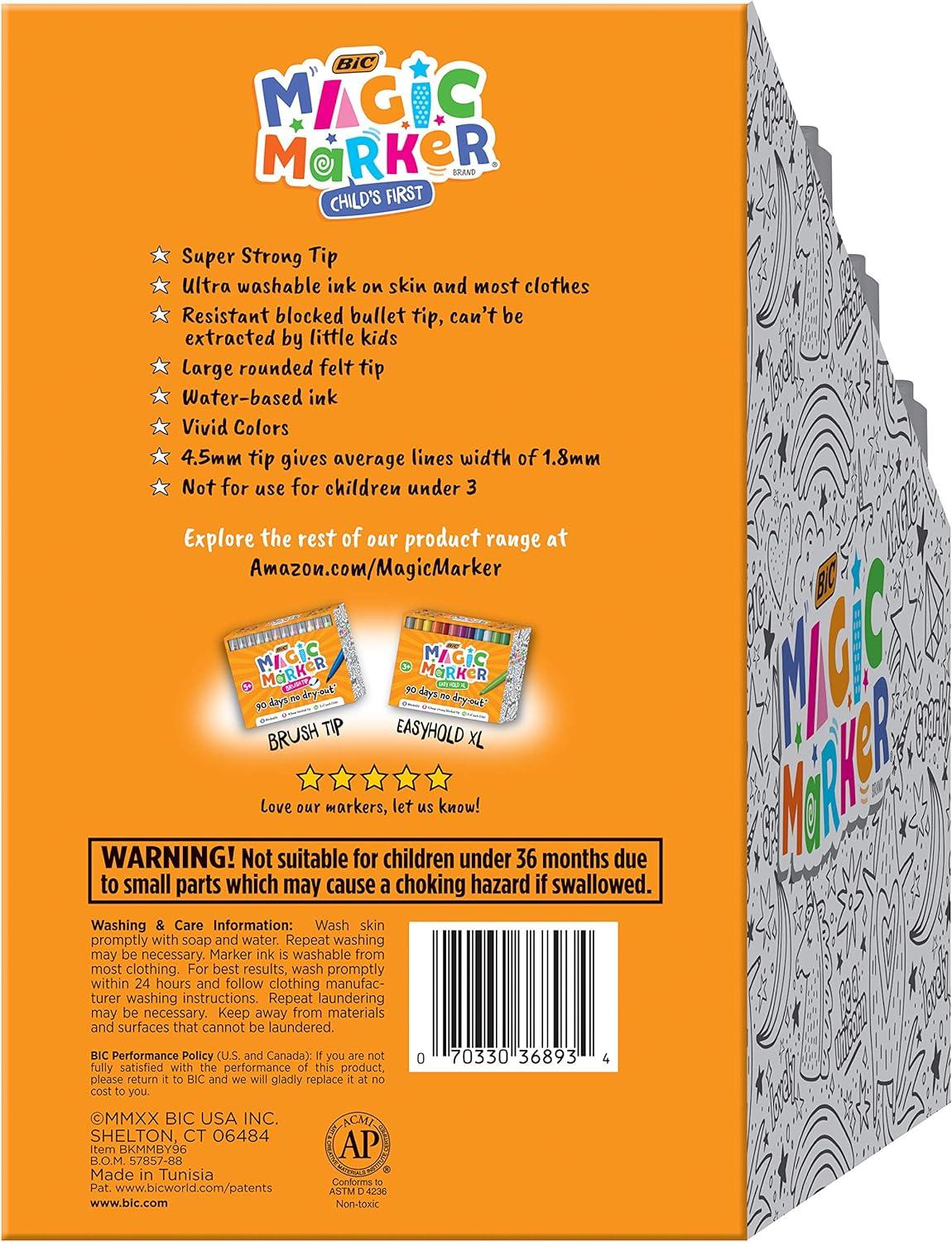 imageBIC Magic Marker Flexible Brush Tip 45 mm Assorted Colors Kids Coloring 36Count8 Count Pack of 12