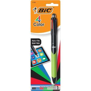 imageBIC 4Color Grip Stylus Ball Pen Medium Point 10mm Assorted Inks 1Count MMGSTP11
