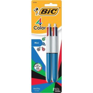 imageBIC 4Color Mini Ballpoint Pen Medium Point 10mm Assorted Inks 2Count