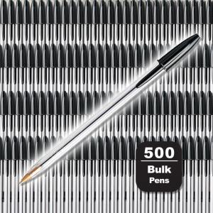 imageBIC Cristal Xtra Smooth Black Ballpoint Pens Medium Point 10mm 500Count Pack of Bulk Pens Worlds No 1 Ball PenBlack