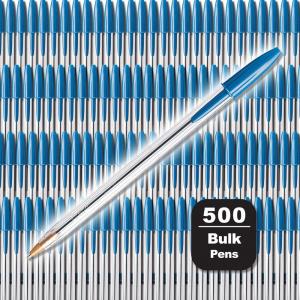 imageBIC Cristal Xtra Smooth Black Ballpoint Pens Medium Point 10mm 500Count Pack of Bulk Pens Worlds No 1 Ball PenBlue