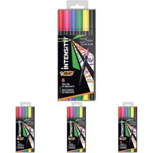 imageBIC Intensity 2in1 Dual Tip Fineliner Pen Assorted Colors 12Count1 Count Pack of 24