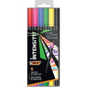 imageBIC Intensity 2in1 Dual Tip Fineliner Pen Assorted Colors 12Count1 Count Pack of 6