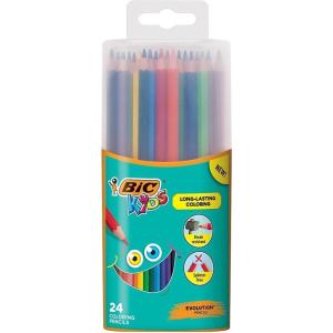 imageBIC Kids Coloring Pencils Break Resistant Splinter Free LongLasting Coloring Assorted Colors 24Pack
