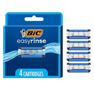 imageBIC EasyRinse AntiClogging Mens Razor Refills Razor Cartridges With 4 Blades All Skin Types 4 Count