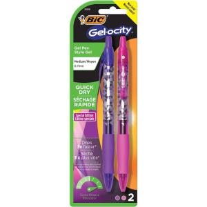 imageBIC Gelocity Quick Dry Special Edition Fashion Gel Pen Medium Point 07mm Assorted Fashion Colors 2Count2 Count Pack of 1