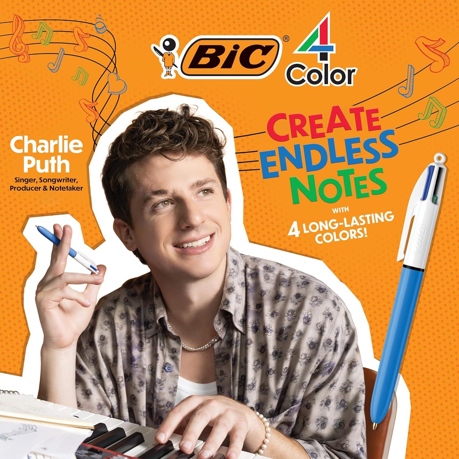 imageBIC 4 Color Pastel Barrel Multicolor Ballpoint Pens Medium Point 10 mm Pack of 6 Pens with Black Blue Green and Red InkAssorted  Original