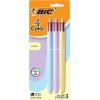 imageBIC 4 Color Pastel Barrel Multicolor Ballpoint Pens Medium Point 10 mm Pack of 6 Pens with Black Blue Green and Red InkBlack  Blue  Green  Red Ink