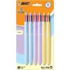 imageBIC 4 Color Pastel Barrel Multicolor Ballpoint Pens Medium Point 10 mm Pack of 6 Pens with Black Blue Green and Red InkBlack  Blue  Green  Red Ink