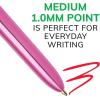 imageBIC 4 Color Pastel Barrel Multicolor Ballpoint Pens Medium Point 10 mm Pack of 6 Pens with Black Blue Green and Red InkPink
