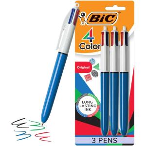 imageBIC 4 Color Pastel Barrel Multicolor Ballpoint Pens Medium Point 10 mm Pack of 6 Pens with Black Blue Green and Red InkAssorted  Original