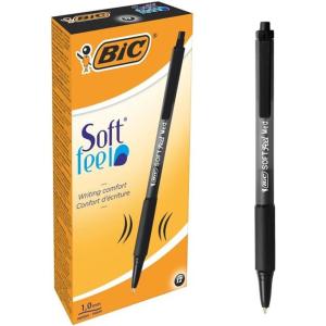 imageBIC Soft Feel Ballpoint Pen with 10 mm Medium Point and Retractable Design 6Count in Black InkBlack