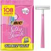 imageBIC Silky Touch Womens Disposable Razors With 2 Blades Pretty Pastel Razor Handles 36 Count Value Pack of Shaving Razors1 Count Pack of 36