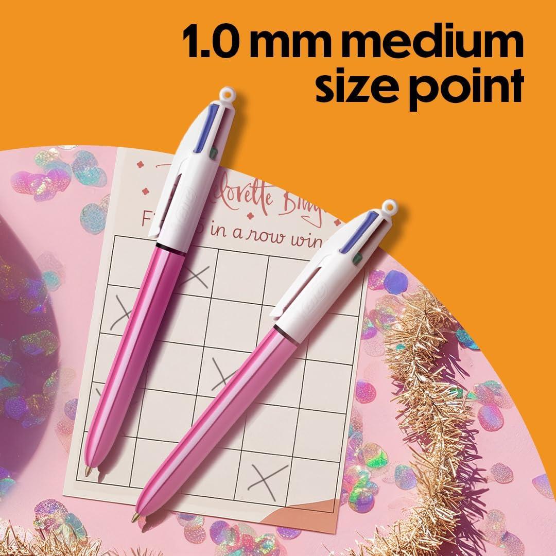 imageBIC 4 Color Shine Retractable Ballpoint Pen Versatile 10 mm Point LongLasting Ink 6Count in Assorted Colors