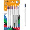 imageBIC 4 Color Shine Retractable Ballpoint Pen with 10 mm Medium Point and Metallic Silver Barrel 6Count in Assorted Ink