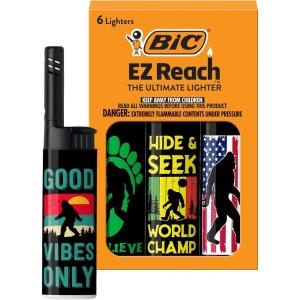 image:imageBIC EZ Reach Candle Lighter The Ultimate Lighter with Wand for Candles Counterculture Shrooms 420 Assorted Designs 6 Count Pack of Lighters WineBigfoot
