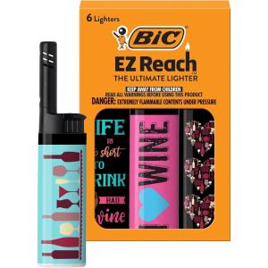 image:imageBIC EZ Reach Candle Lighter The Ultimate Lighter with Wand for Candles Counterculture Shrooms 420 Assorted Designs 6 Count Pack of Lighters WineWine