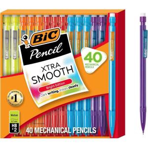 image:imageBIC Xtra Smooth Mechanical Pencil with Erasers07 mm PointRefillable40 Count Pack of 2Bright Edition