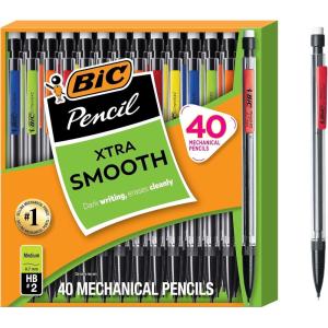 image:imageBIC Xtra Smooth Mechanical Pencil with Erasers07 mm PointRefillable40 Count Pack of 2Original Edition