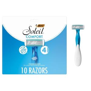 image:imageBIC Soleil 4 Womens Disposable 4Blade Razors Pivoting Head and Colorful Handles 7Pack10 Count Pack of 1