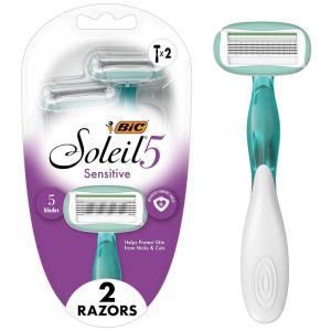 image:imageBIC Soleil 5 Sensitive Womens Disposable 5 Blade Razors 360 Degree Moisture Strips and Pivoting Head 4Pack2 Count