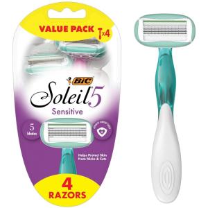 image:imageBIC Soleil 5 Sensitive Womens Disposable 5 Blade Razors 360 Degree Moisture Strips and Pivoting Head 4Pack4 Count Pack of 1