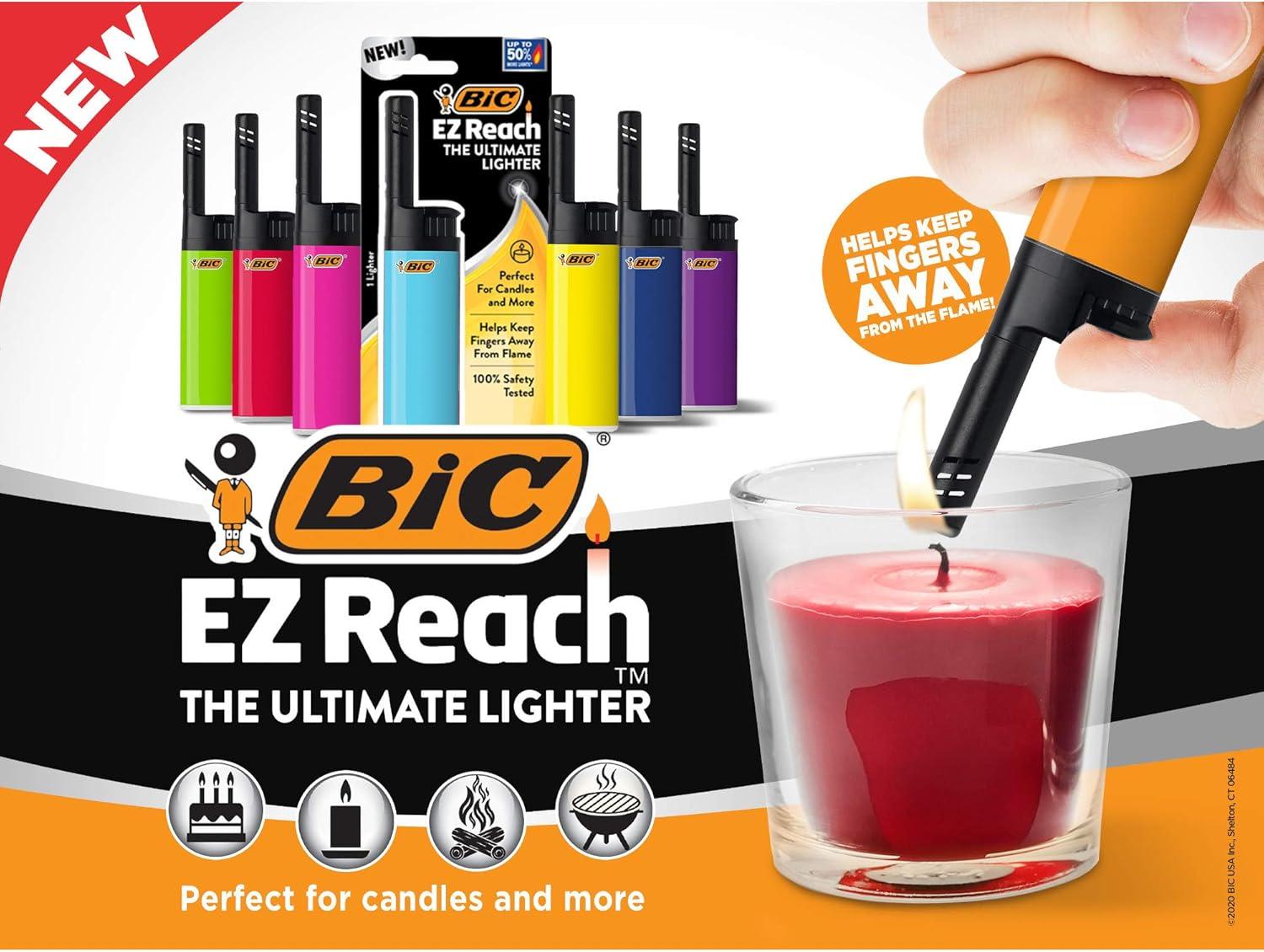 image:imageBIC EZ Reach Lighter Assorted Colors 40Count Tray Colors Will Vary Great for Candle Lighting