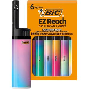 image:imageBIC EZ Reach Lighters Long Candle Lighter with Extended Wand Gradient Designs 6Pack