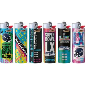 image:imageBIC Special Edition Super Bowl LX Champions Series Maxi Pocket Lighters Assorted 6Pack