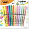 image:imageBIC Brite Liner Grip Highlighters Chisel Tip 16mm Assorted Pastel and Fluorescent For Broad Highlighting amp Fine Underlining 12Count