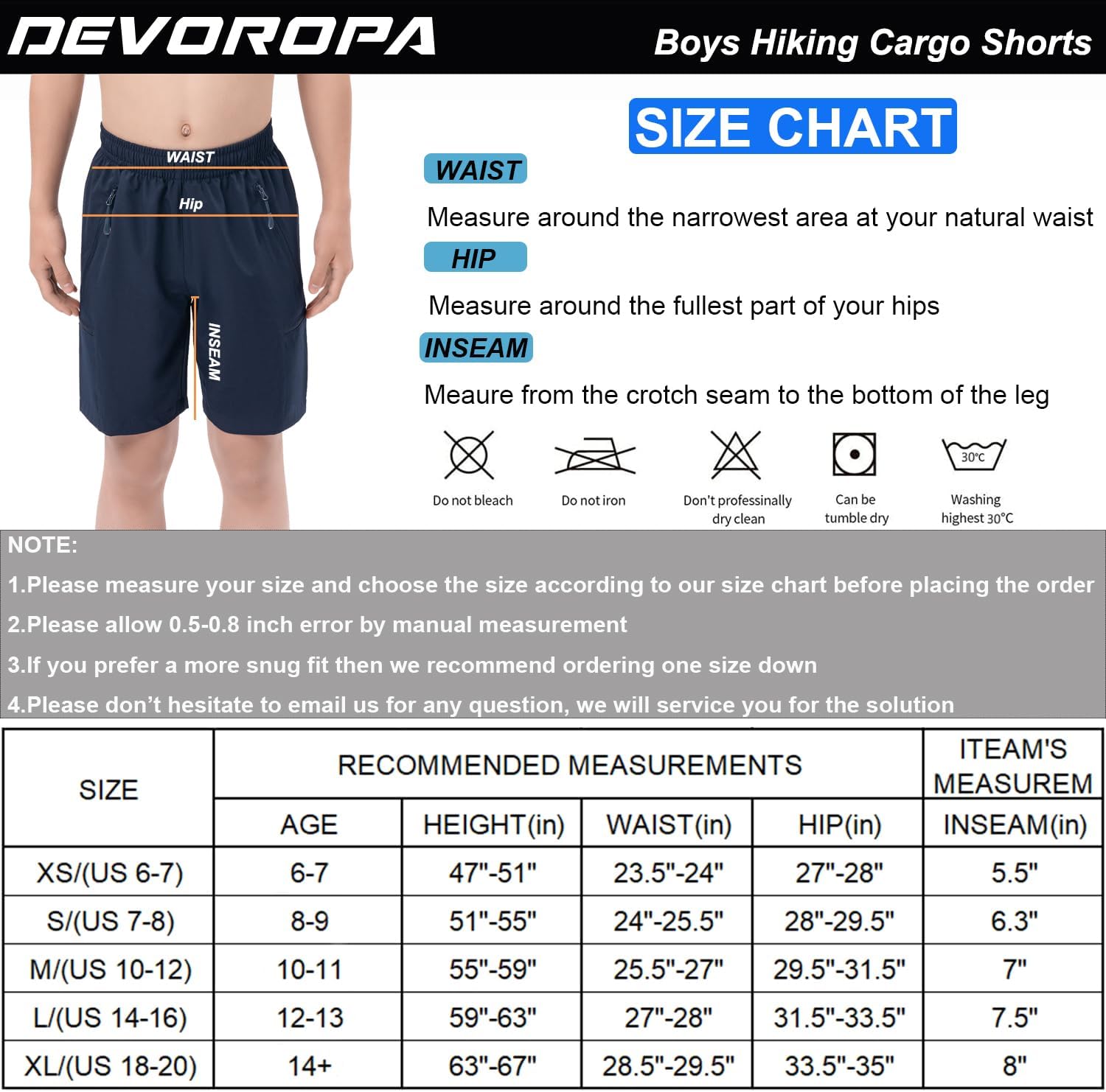DEVOROPA Boys Athletic Shorts Lightweight Quick Dry Hiking Cargo Shorts with Zipper Pockets for Outdoor RunningCool Gray