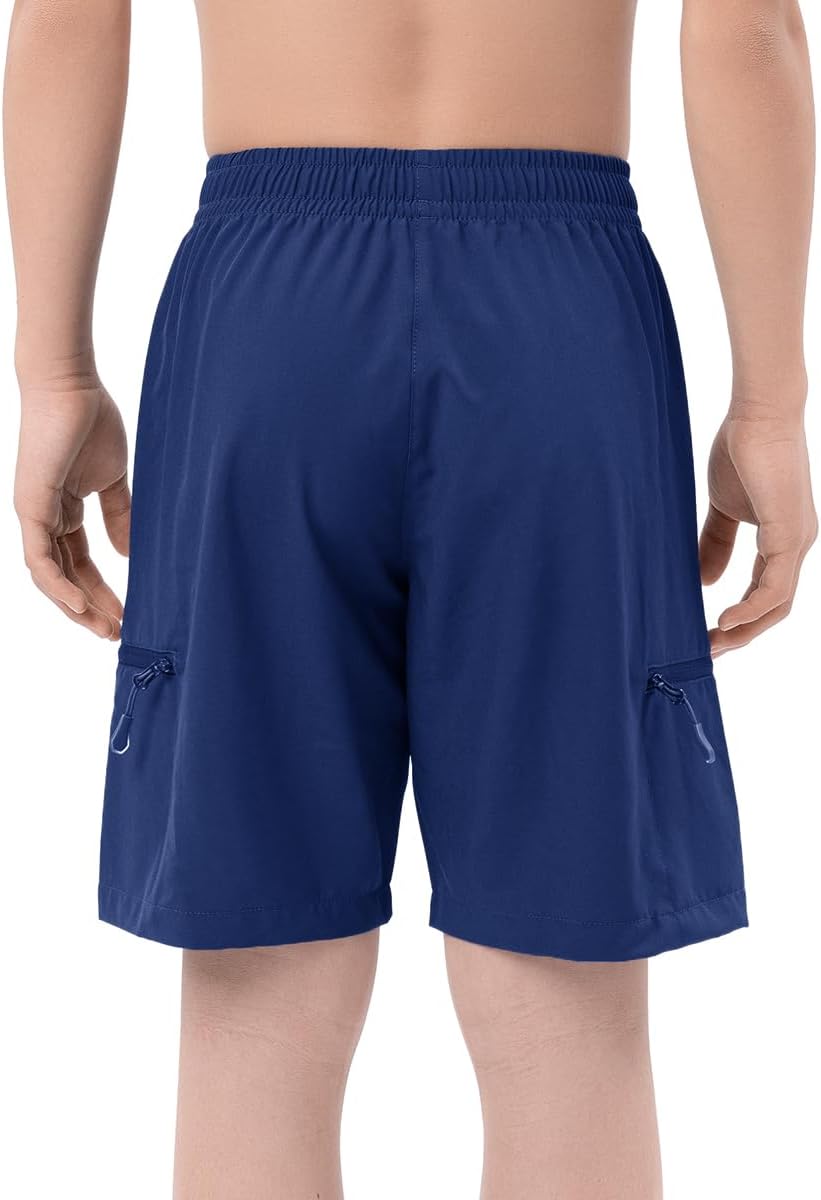 DEVOROPA Boys Athletic Shorts Lightweight Quick Dry Hiking Cargo Shorts with Zipper Pockets for Outdoor RunningRoyal Blue