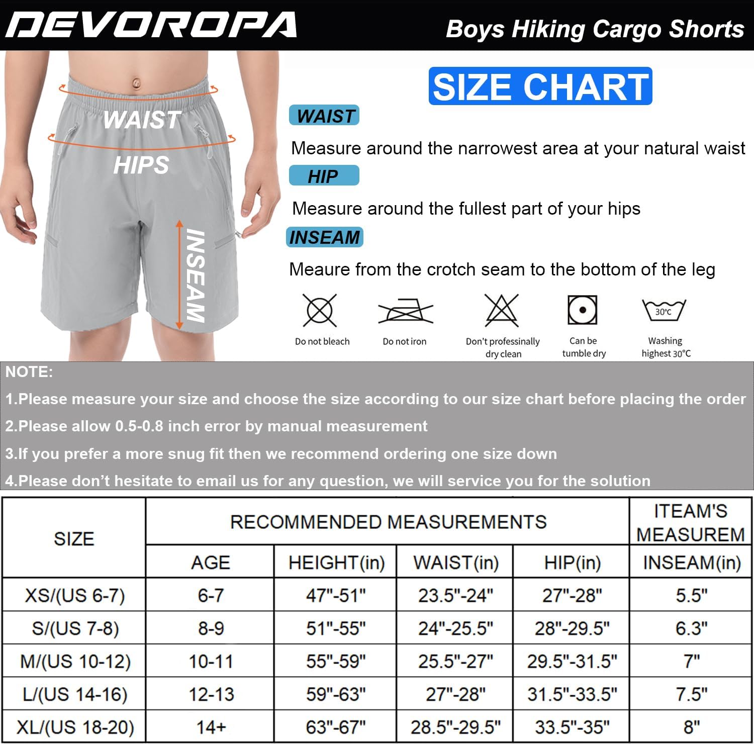 DEVOROPA Boys Athletic Shorts Lightweight Quick Dry Hiking Cargo Shorts with Zipper Pockets for Outdoor RunningWine Red