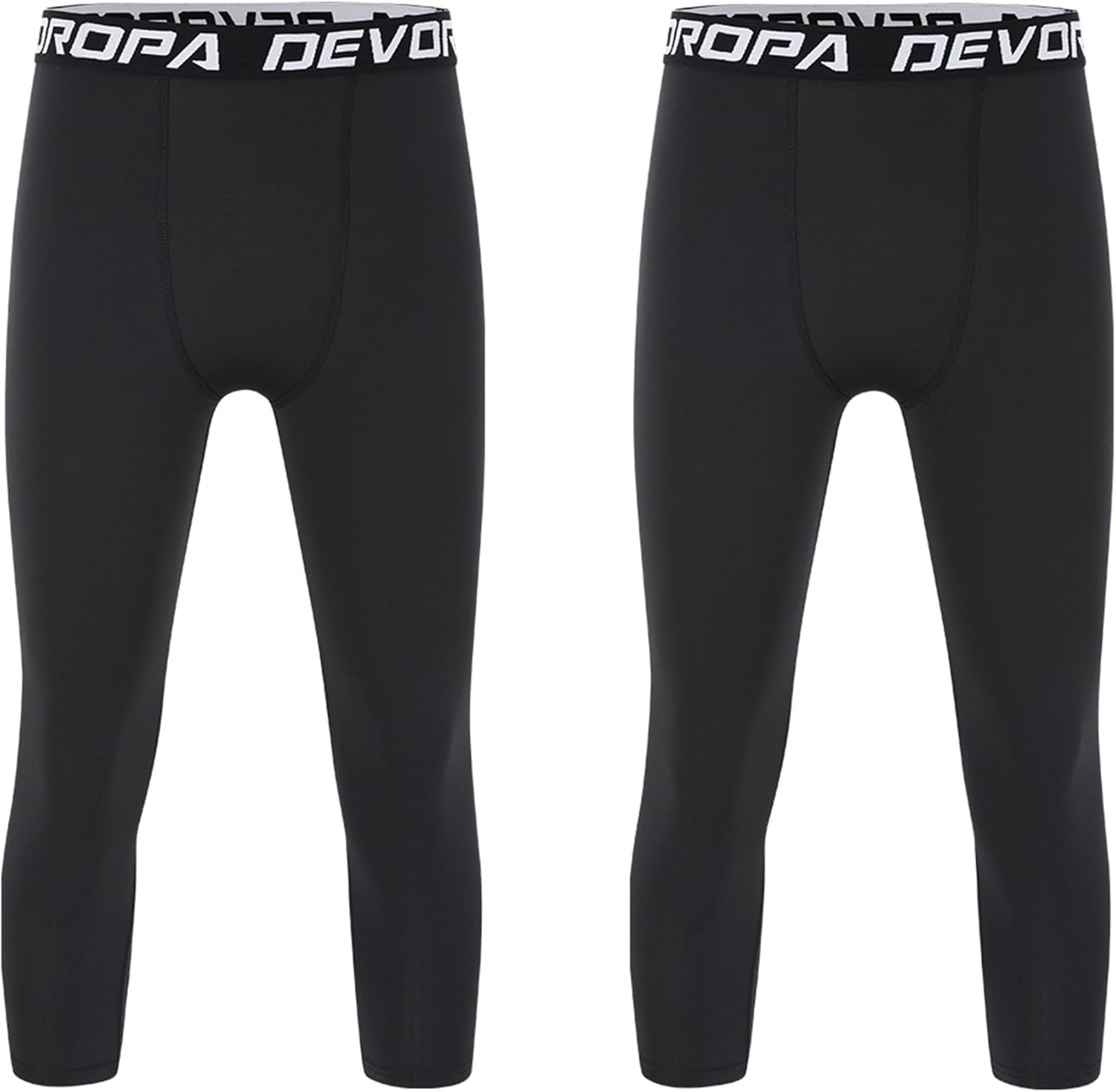 DEVOROPA Boys Leggings Quick Dry Youth Compression Pants Sports Tights Basketball Base Layer34 BlackBlack2pack