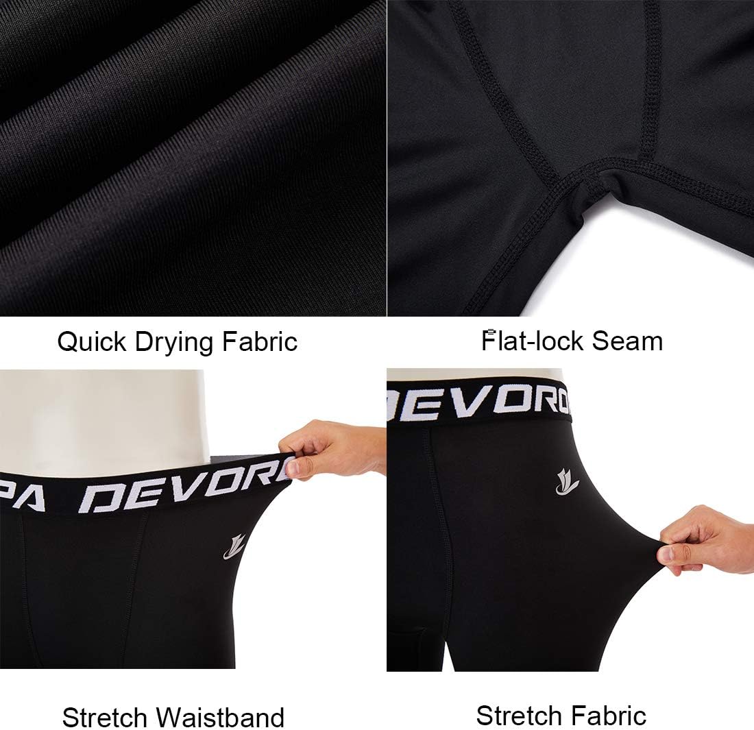 DEVOROPA Boys Leggings Quick Dry Youth Compression Pants Sports Tights Basketball Base Layer34 Lengthblack