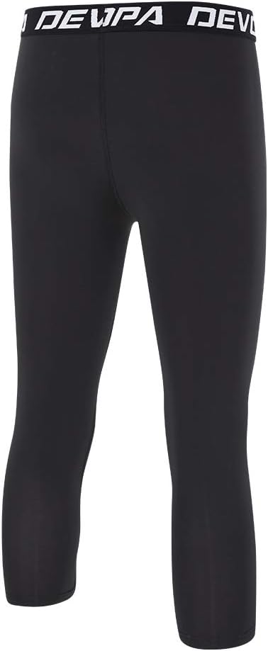 DEVOROPA Boys Leggings Quick Dry Youth Compression Pants Sports Tights Basketball Base Layer34 Lengthblack
