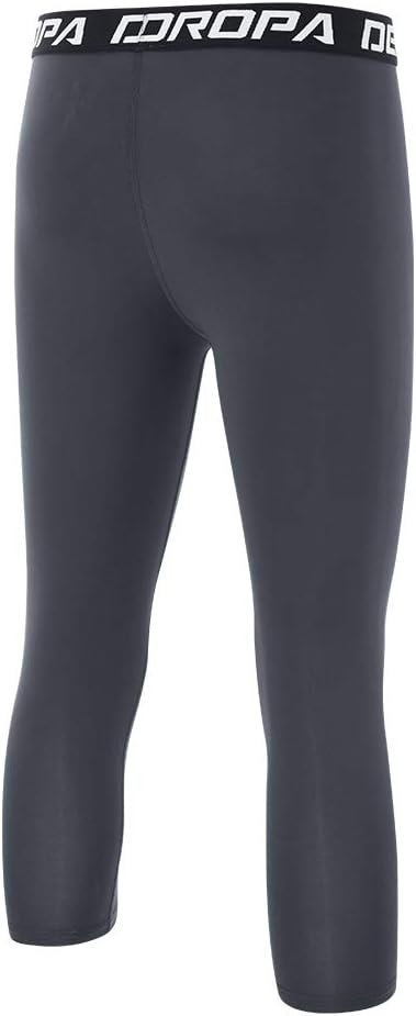 DEVOROPA Boys Leggings Quick Dry Youth Compression Pants Sports Tights Basketball Base Layer34 Lengthgray