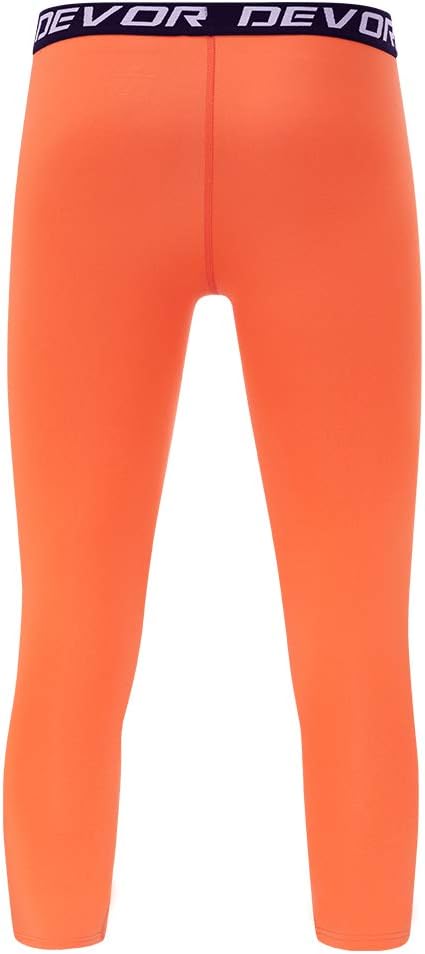 DEVOROPA Boys Leggings Quick Dry Youth Compression Pants Sports Tights Basketball Base Layer34 Lengthorange