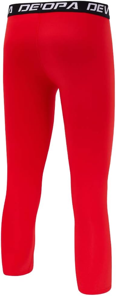 DEVOROPA Boys Leggings Quick Dry Youth Compression Pants Sports Tights Basketball Base Layer34 Lengthred